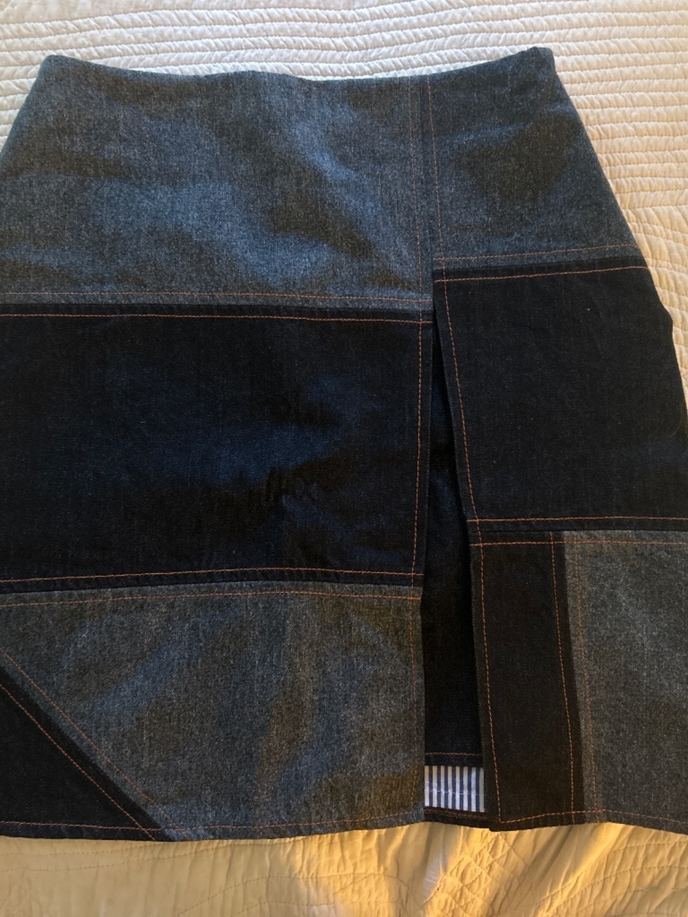 Patchwork Denim Mini Skirt